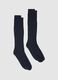 Black long socks twin pack in mixed materials_0