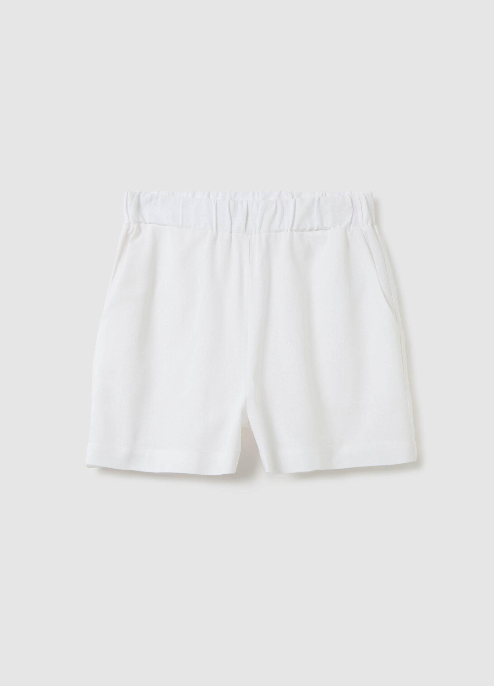 Completo estivo da donna in misto lino bianco regular fit