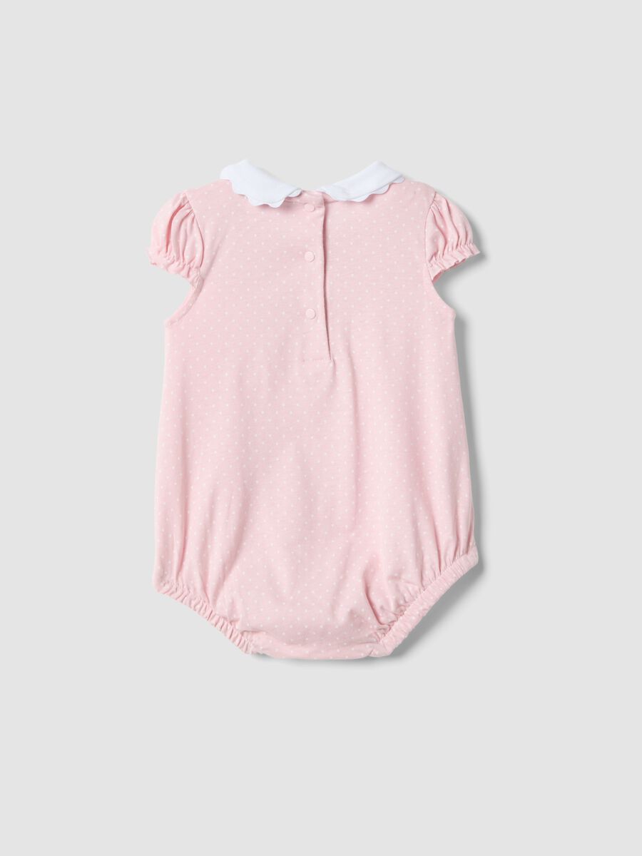 Body rosa in cotone organico a maniche corte_1