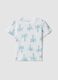 White pure organic cotton baby T-shirt with palm print_0