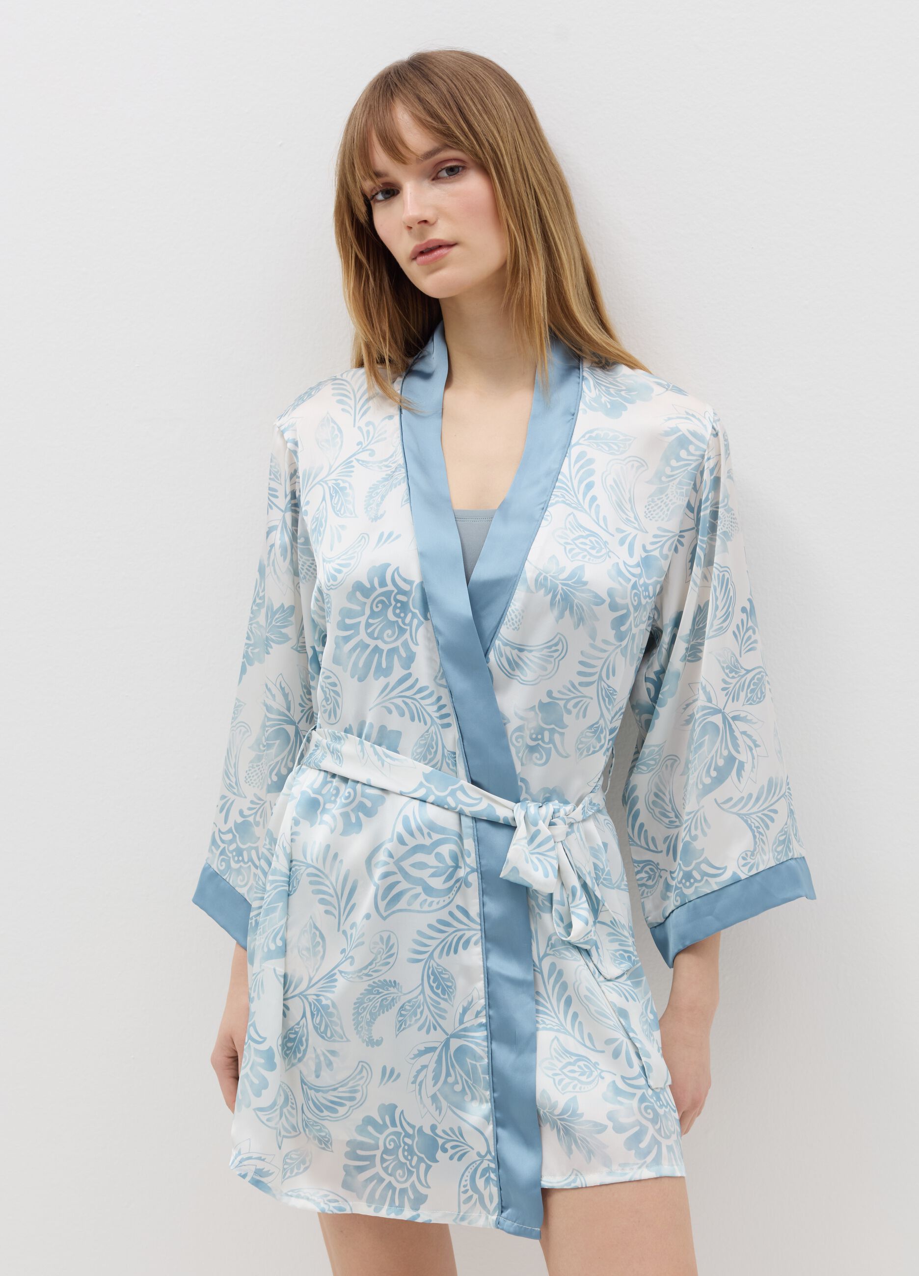 Vestaglia in raso satin fantasia