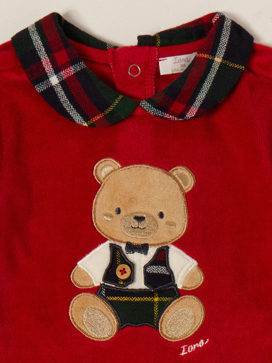 Red velour set with teddy bear_2