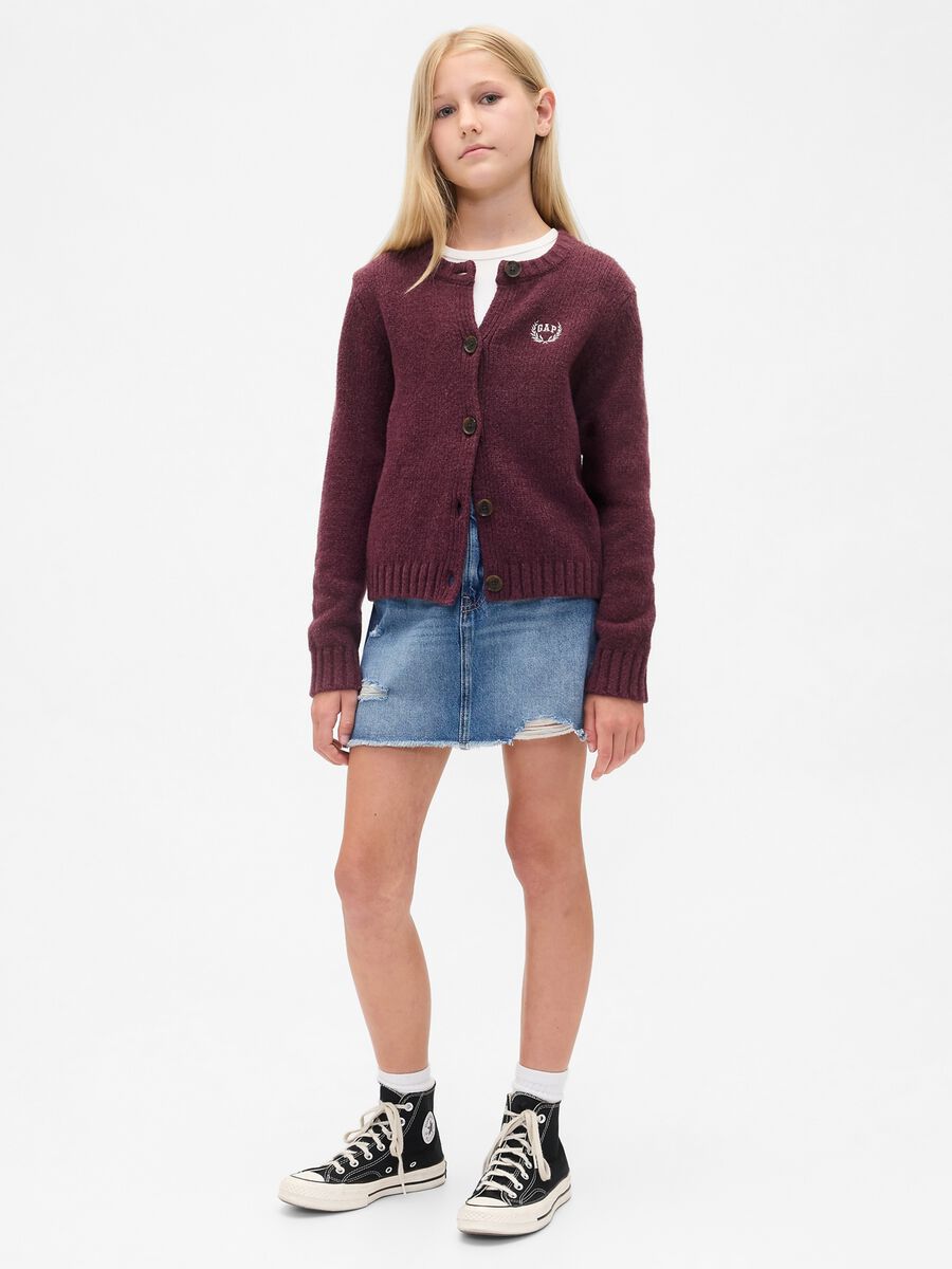 Purple cotton-blend cardigan for girls_2
