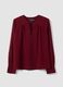 Red regular-fit blouse with V-neck and tie detail_4