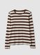 T-shirt bianca a righe in puro cotone con girocollo_4