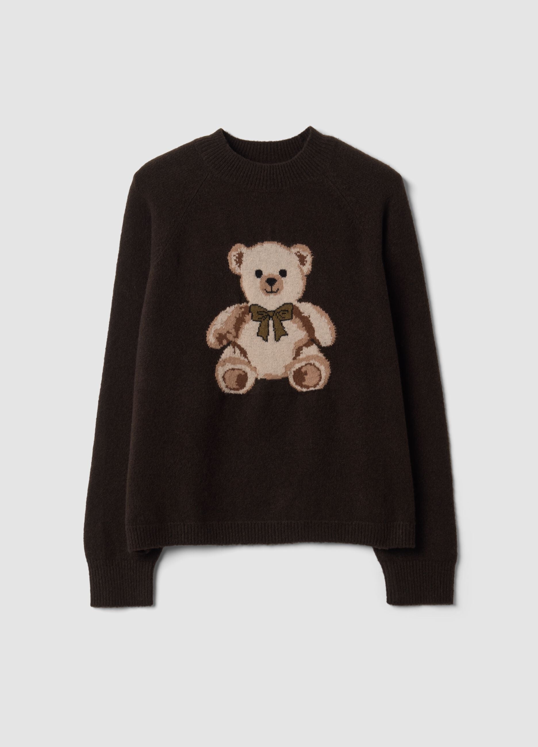 Brown stretchy viscose crew-neck top