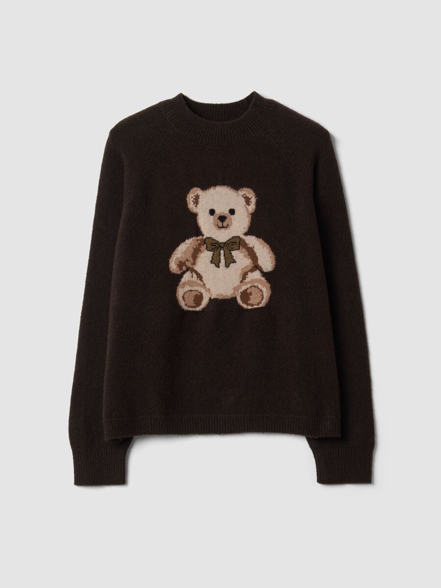 Brown stretchy viscose crew-neck top_0