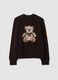 Brown stretchy viscose crew-neck top_0