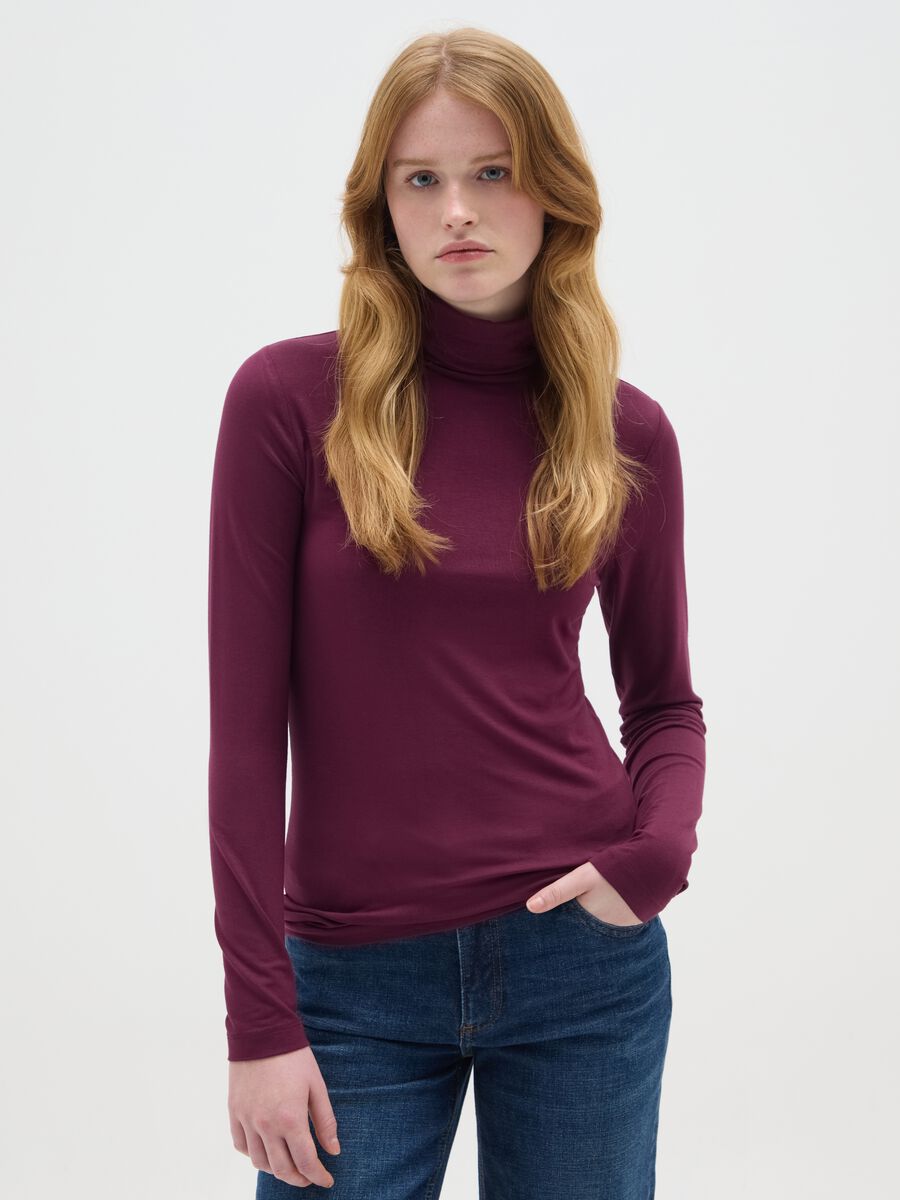 Purple high-neck regular fit jumper_0