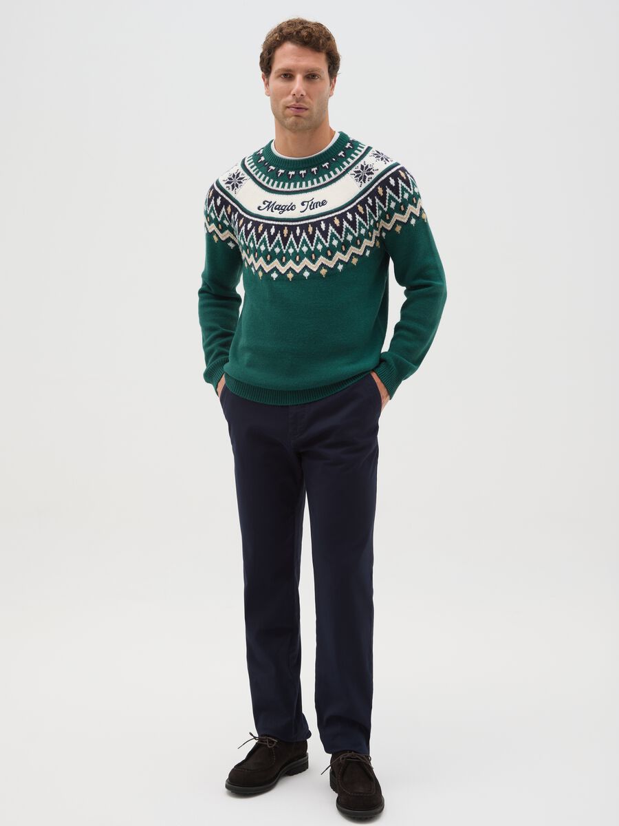 Save the Children Christmas Jumper with Green Jacquard Motif_1
