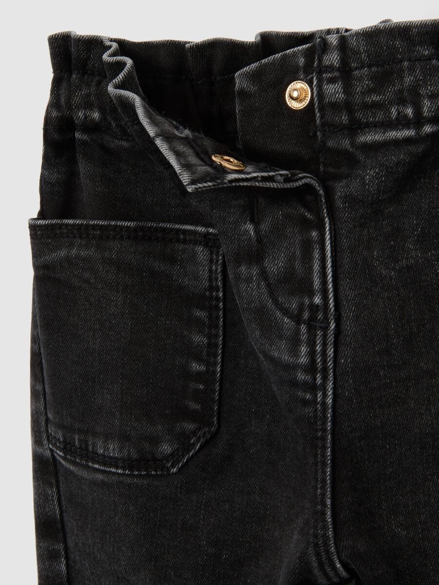 Black cotton girl’s baggy trousers with Minnie embroidery_2