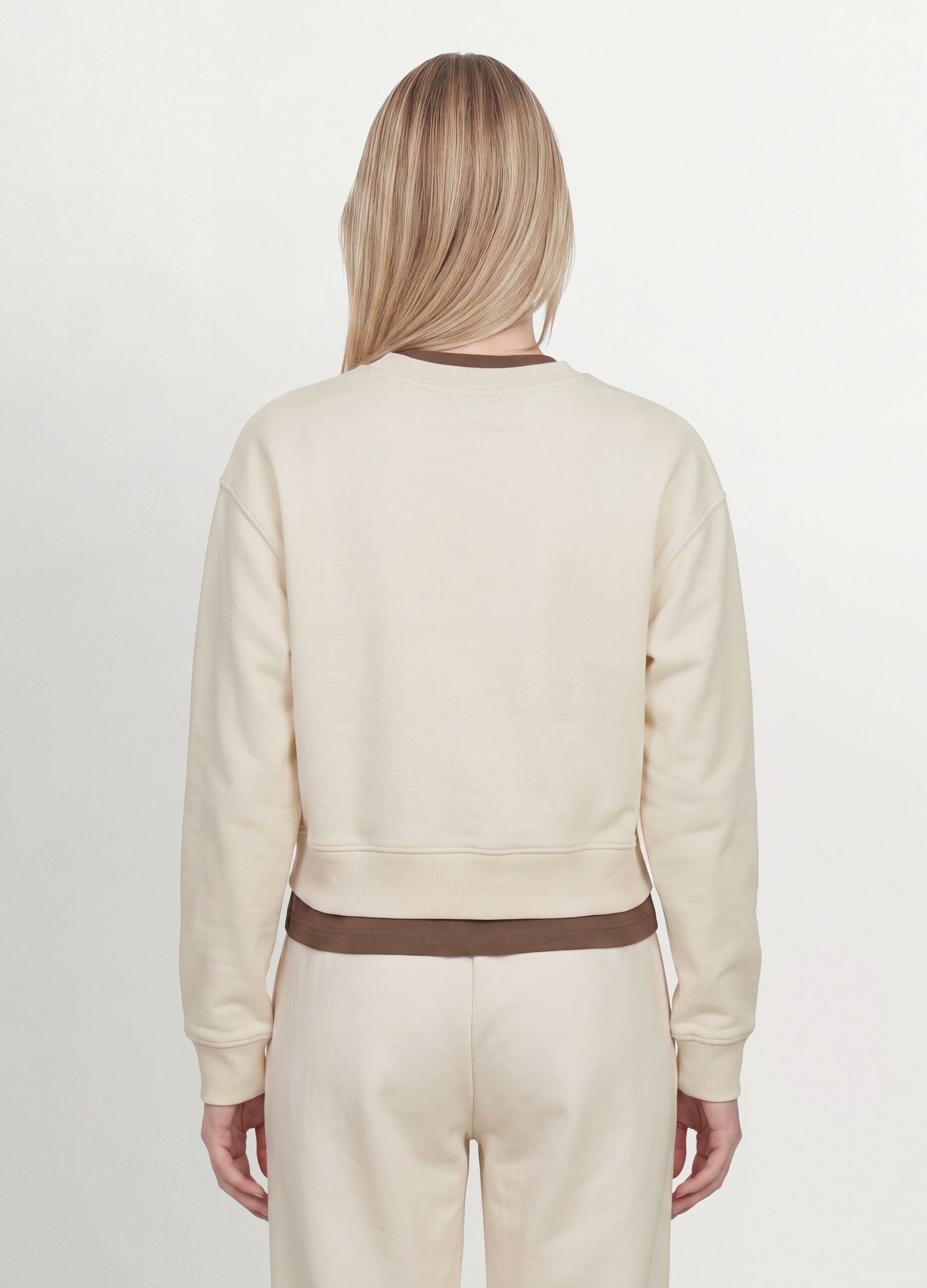 Felpa bianca in misto cotone a girocollo regular fit