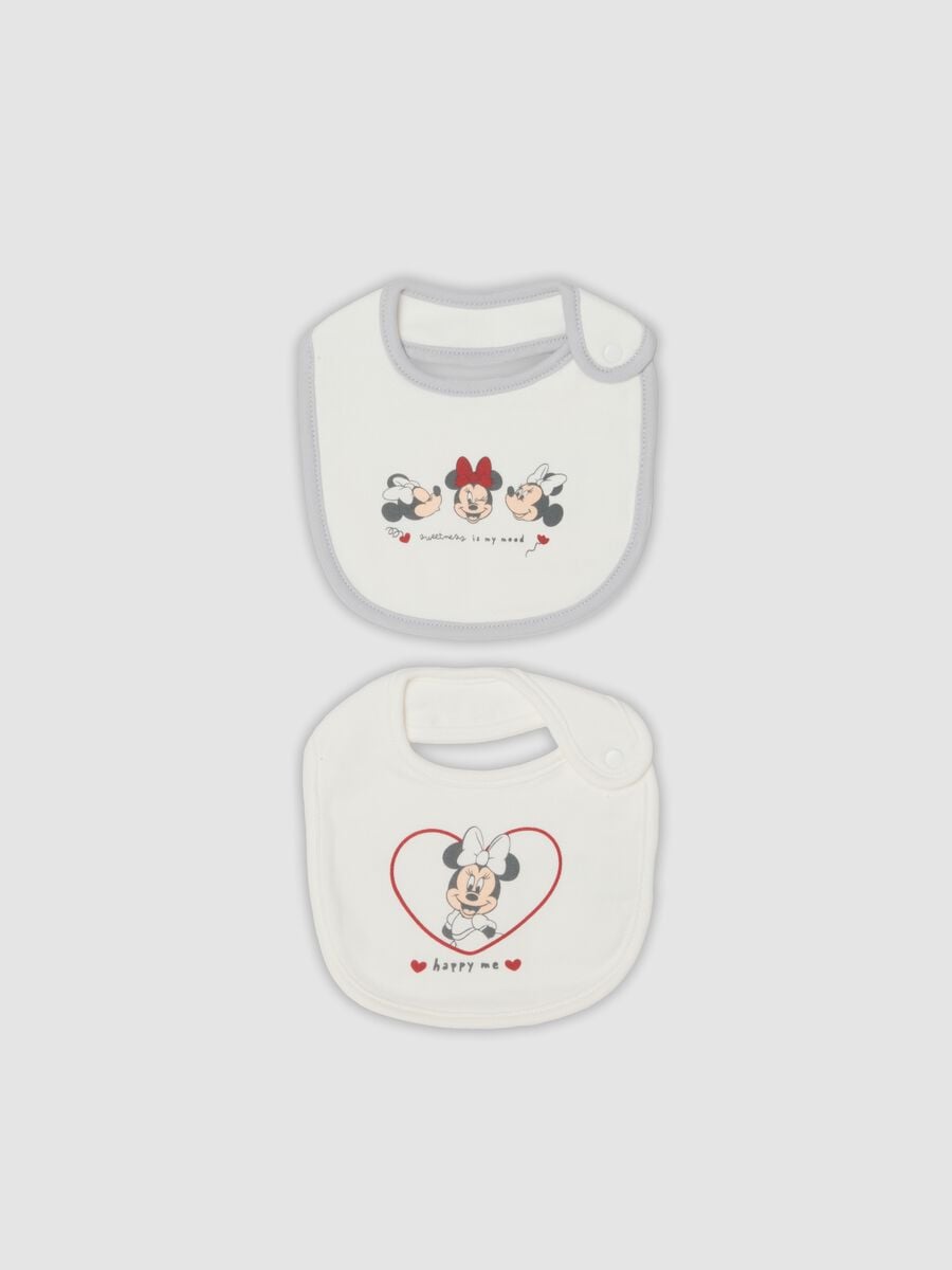 2-pack of white organic cotton bibs with Minnie print_0
