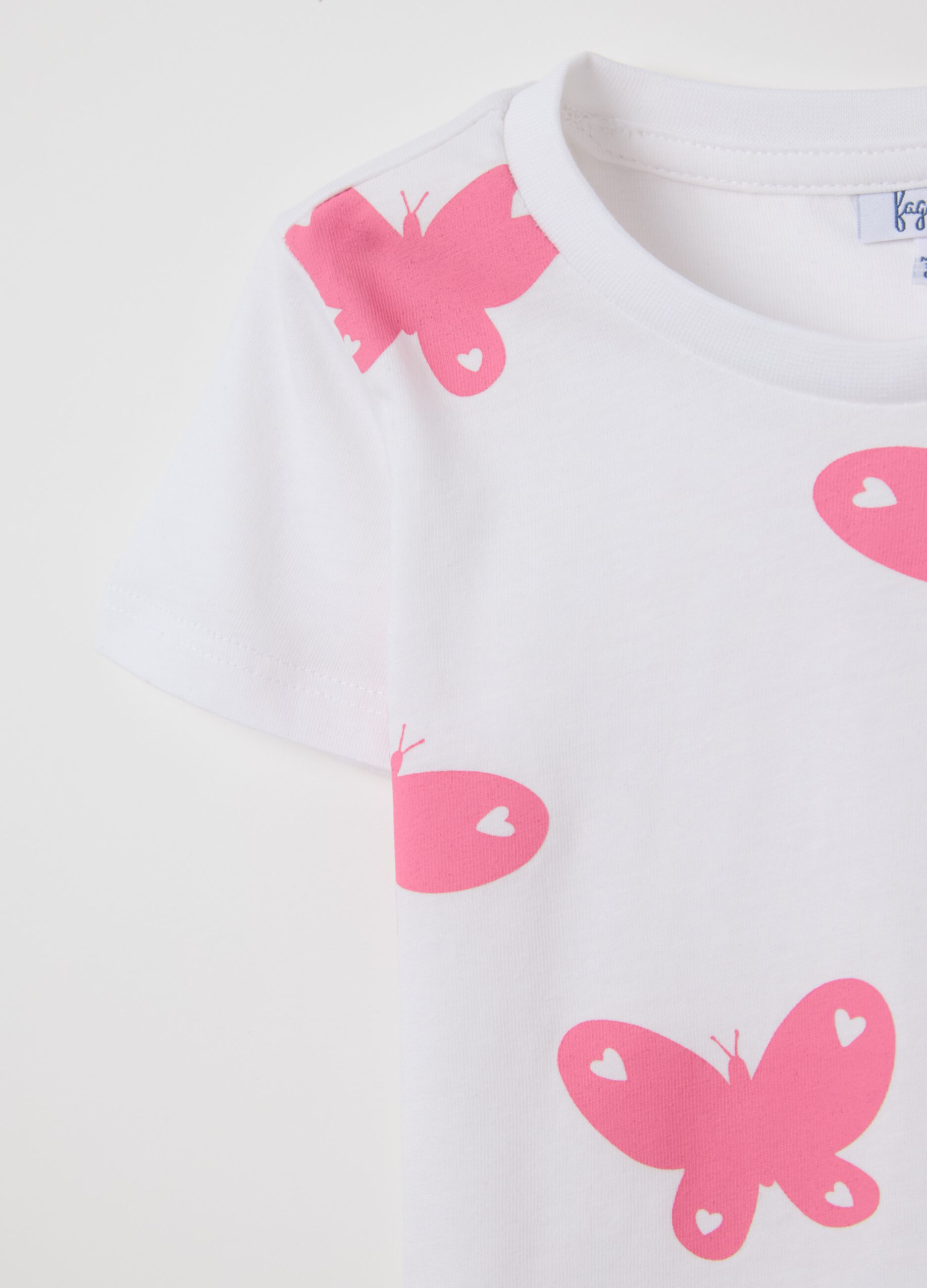 White cotton T-shirt with print