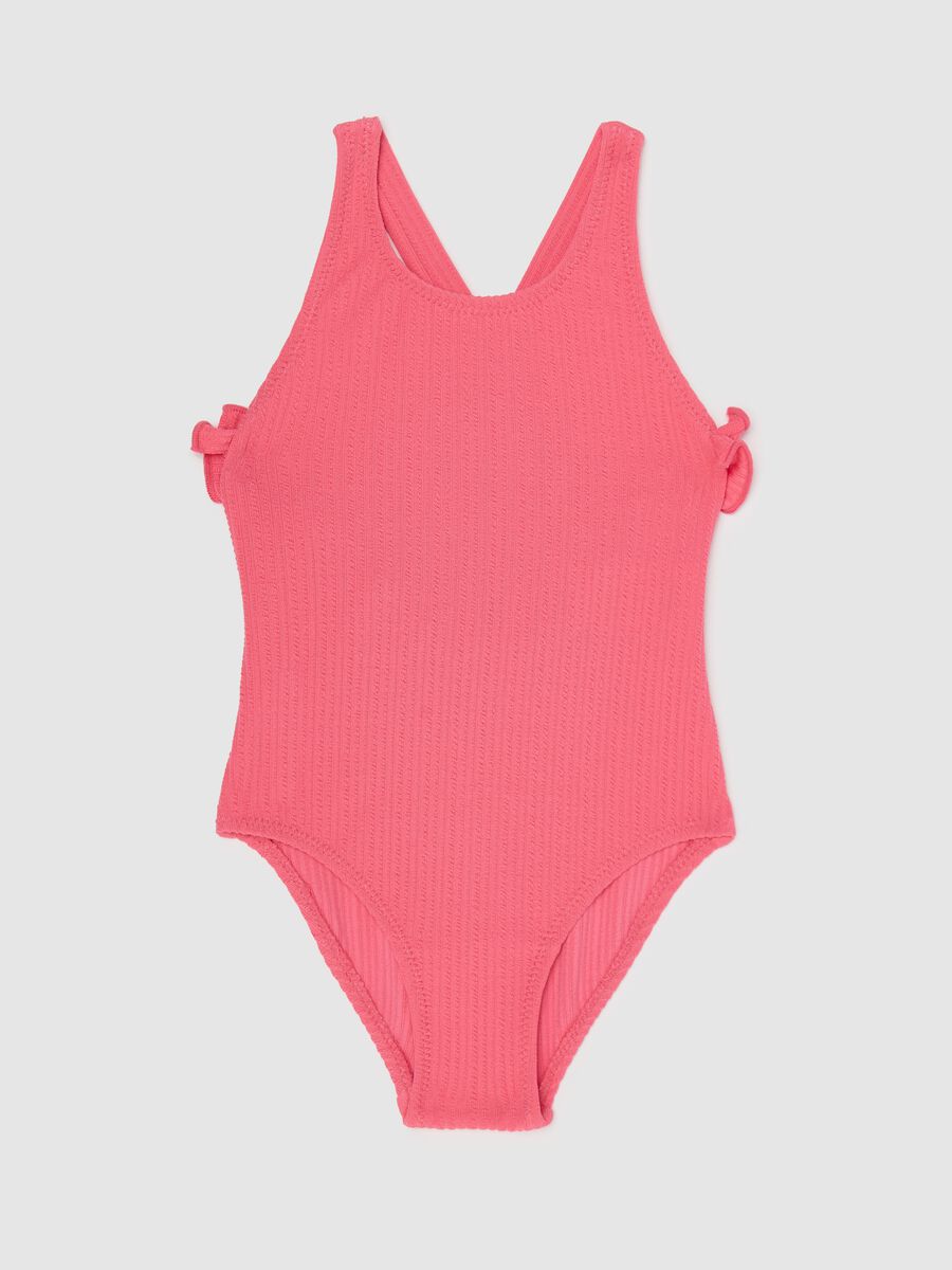 Pink One-Piece Swimsuit with Ruffled Details_0