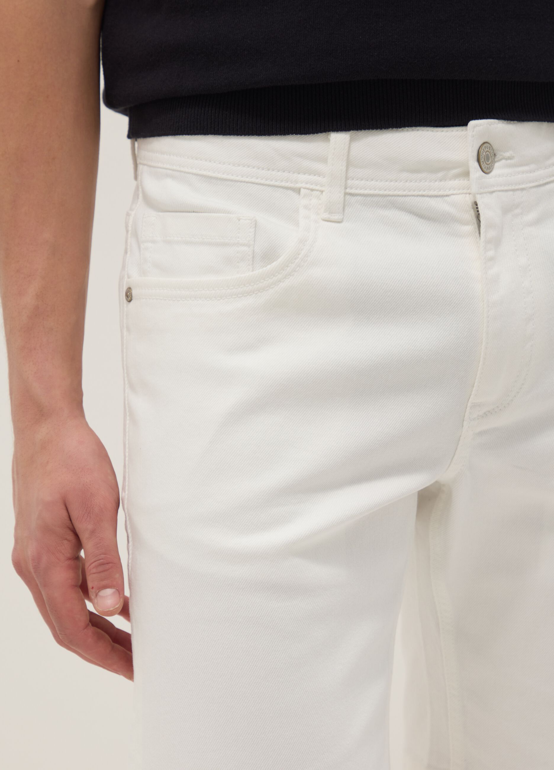 White stretch-cotton denim shorts