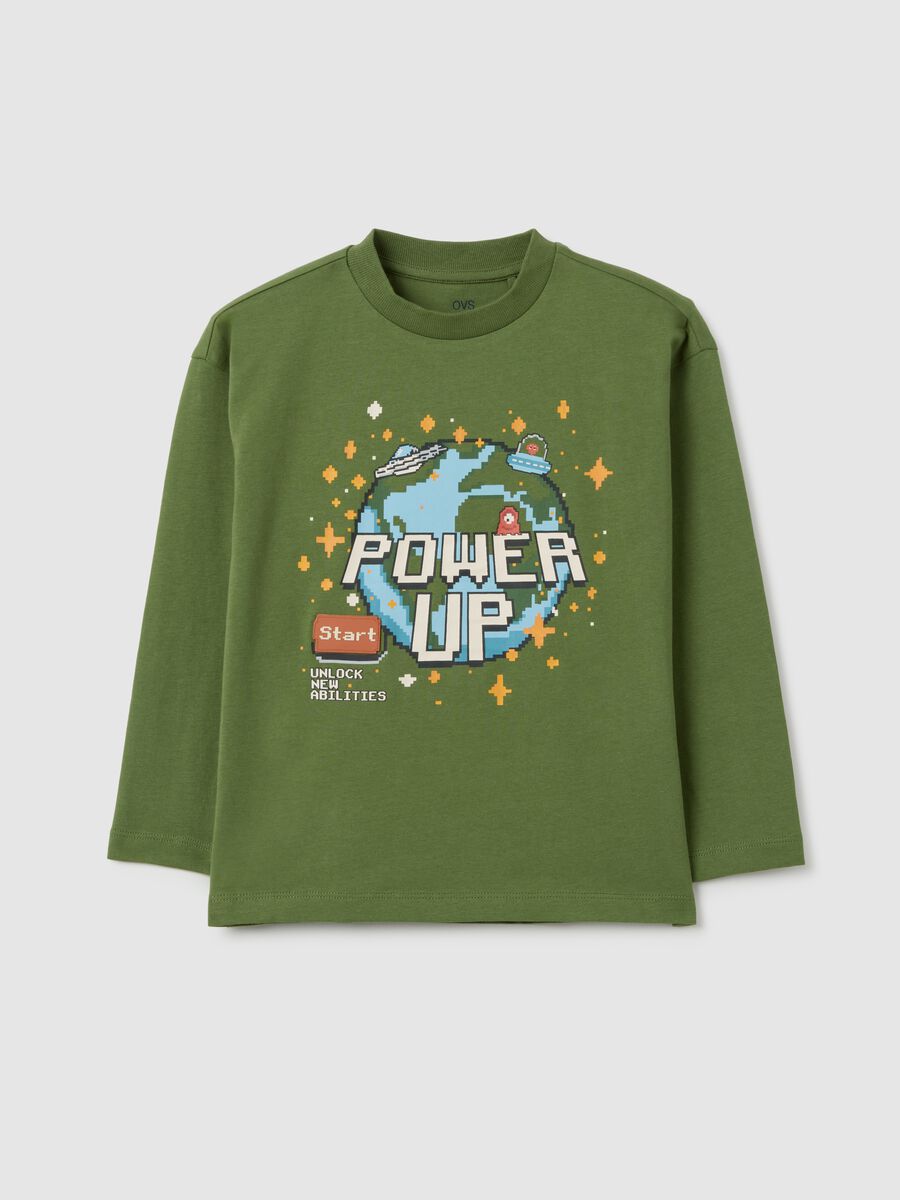 Green pure cotton regular fit children's shirt_0