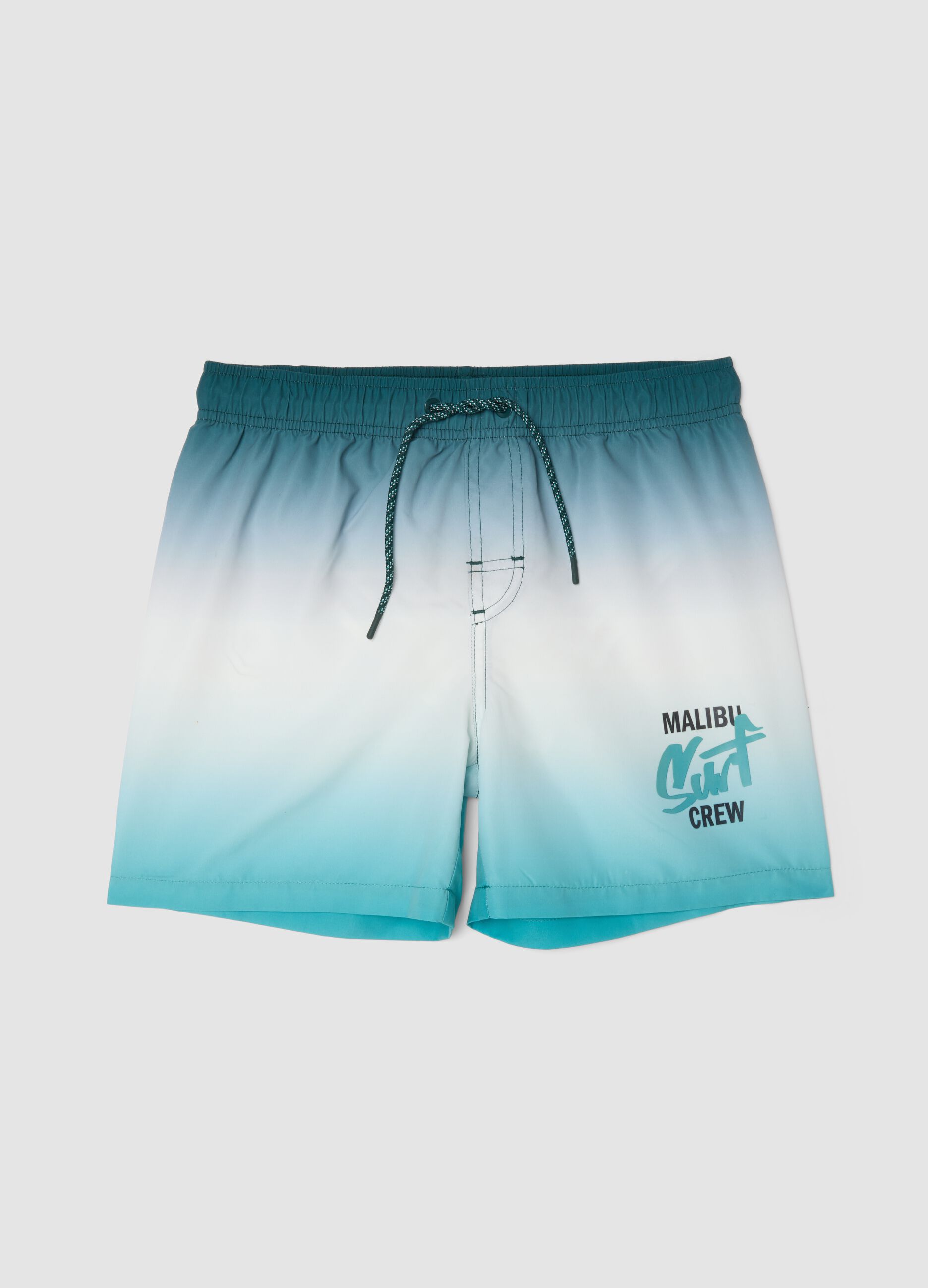Boys&rsquo; blue ombr&eacute; swim shorts with drawstring