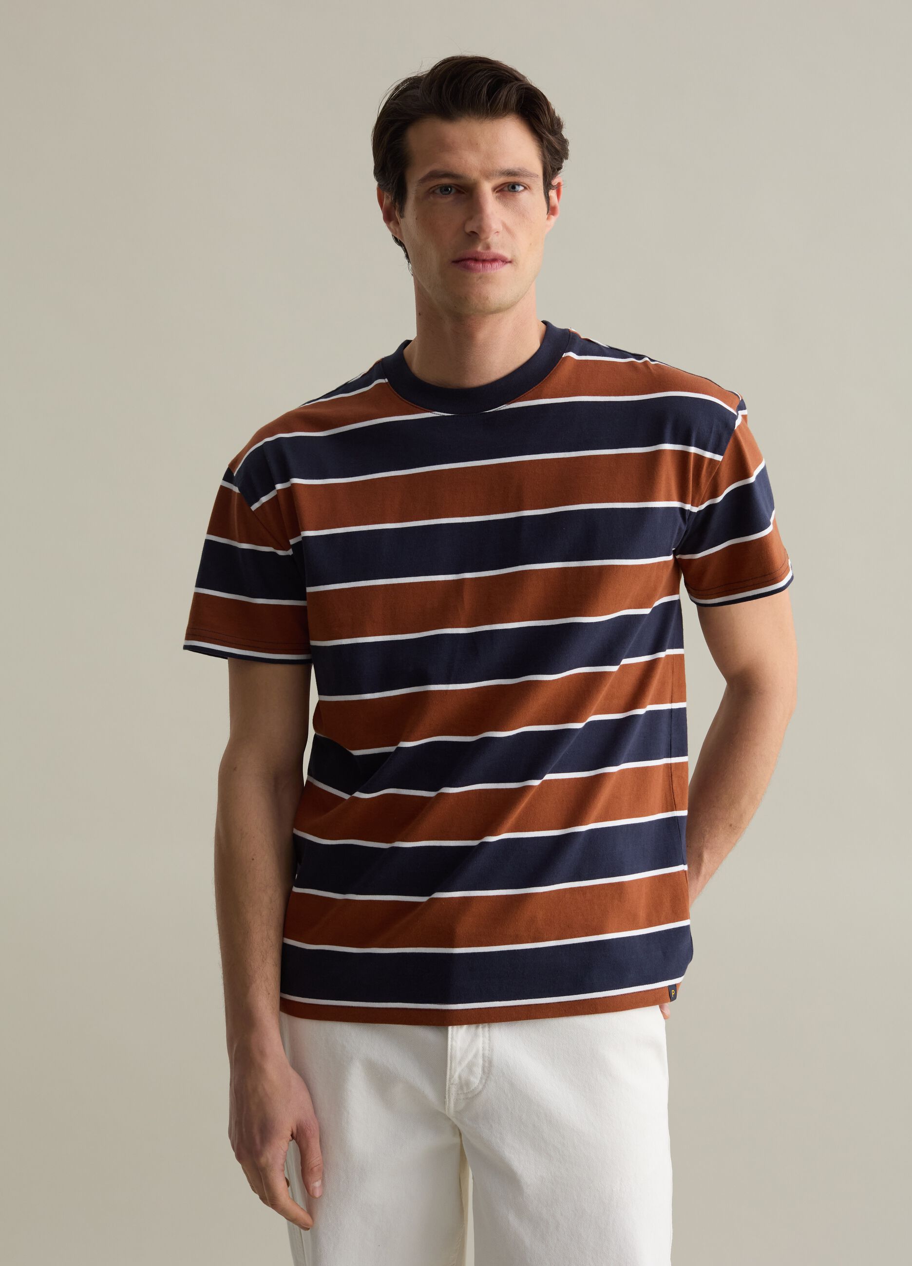 Cotton T-shirt with horizontal stripes