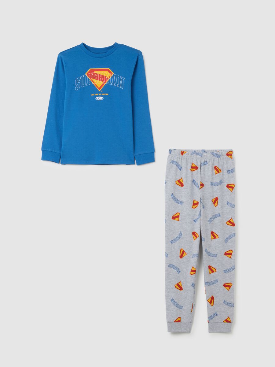 Pigiama da bambino in puro cotone multicolor con stampa Batman_0