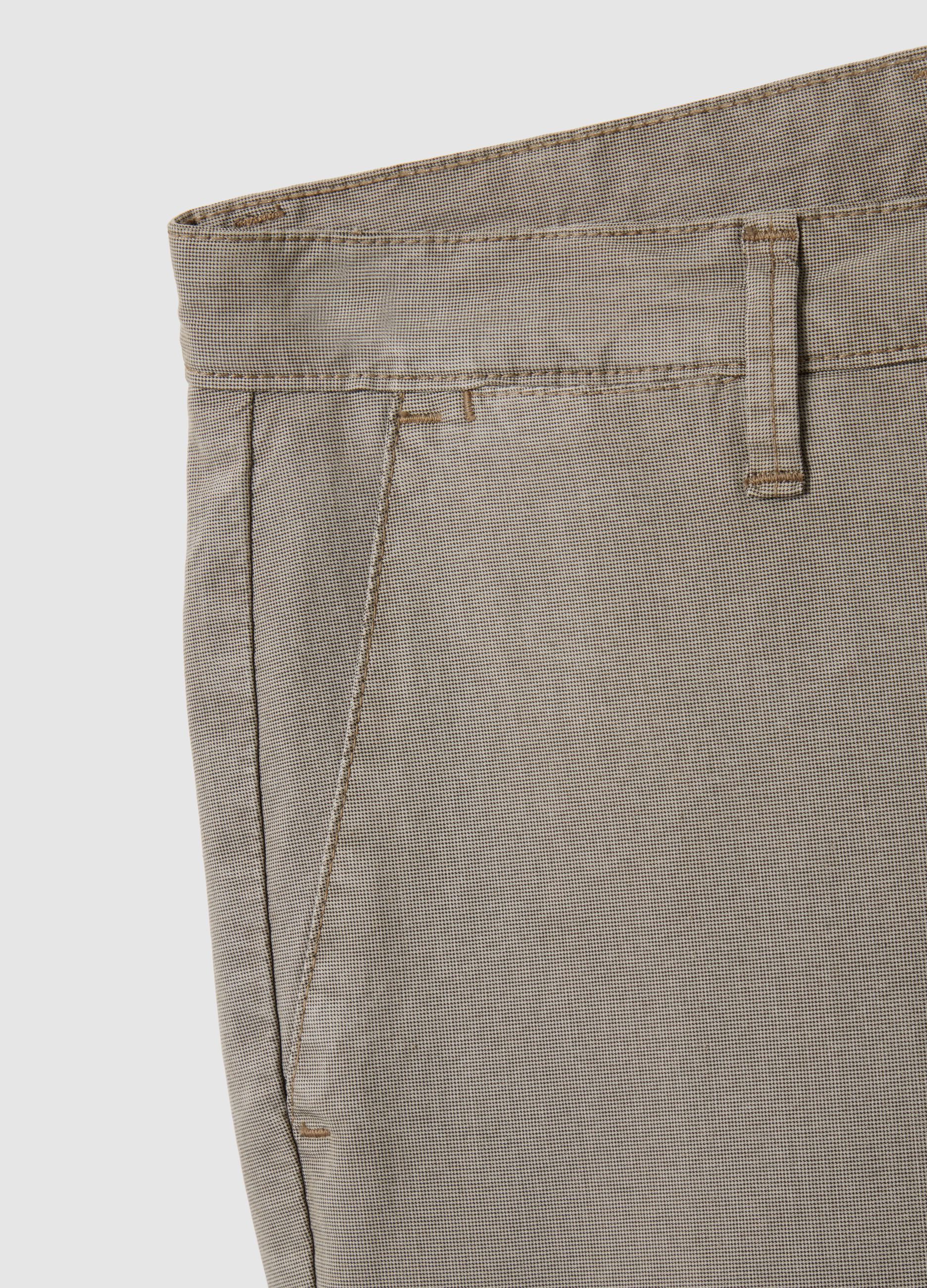 Men's Beige Stretch Cotton Slim Fit Trousers