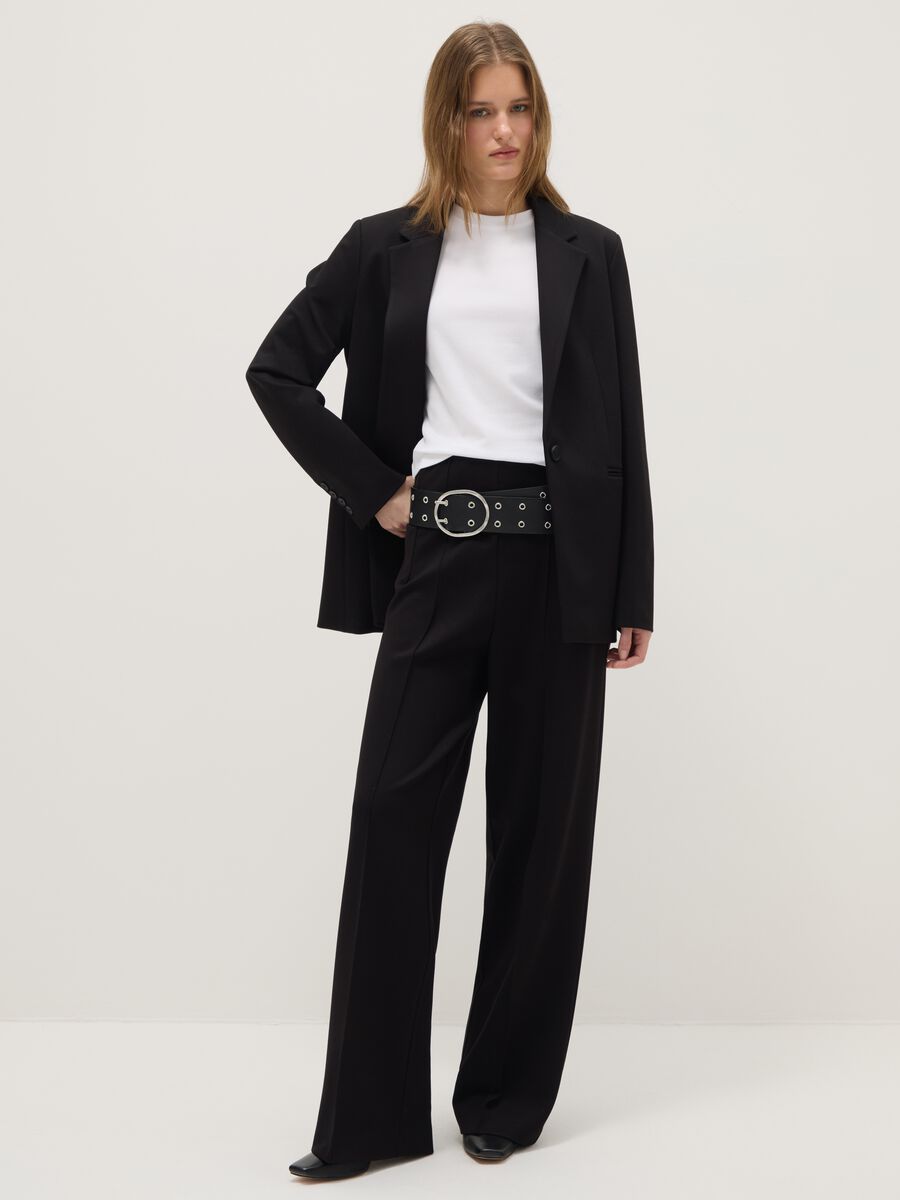 Regular Fit Black Single-Breasted Blazer_1