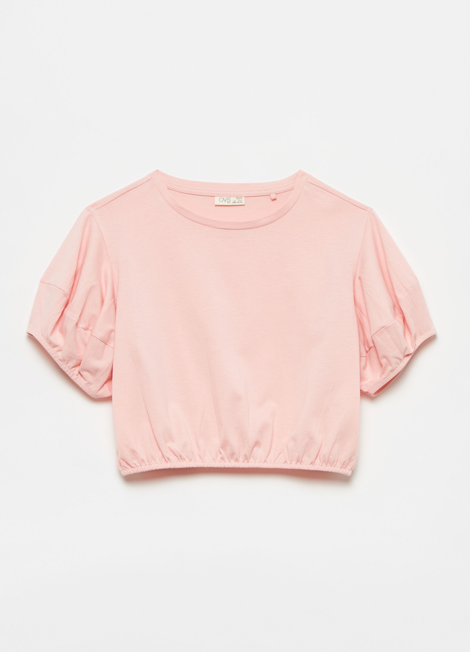 100% cotton T-shirt with puff sleeves