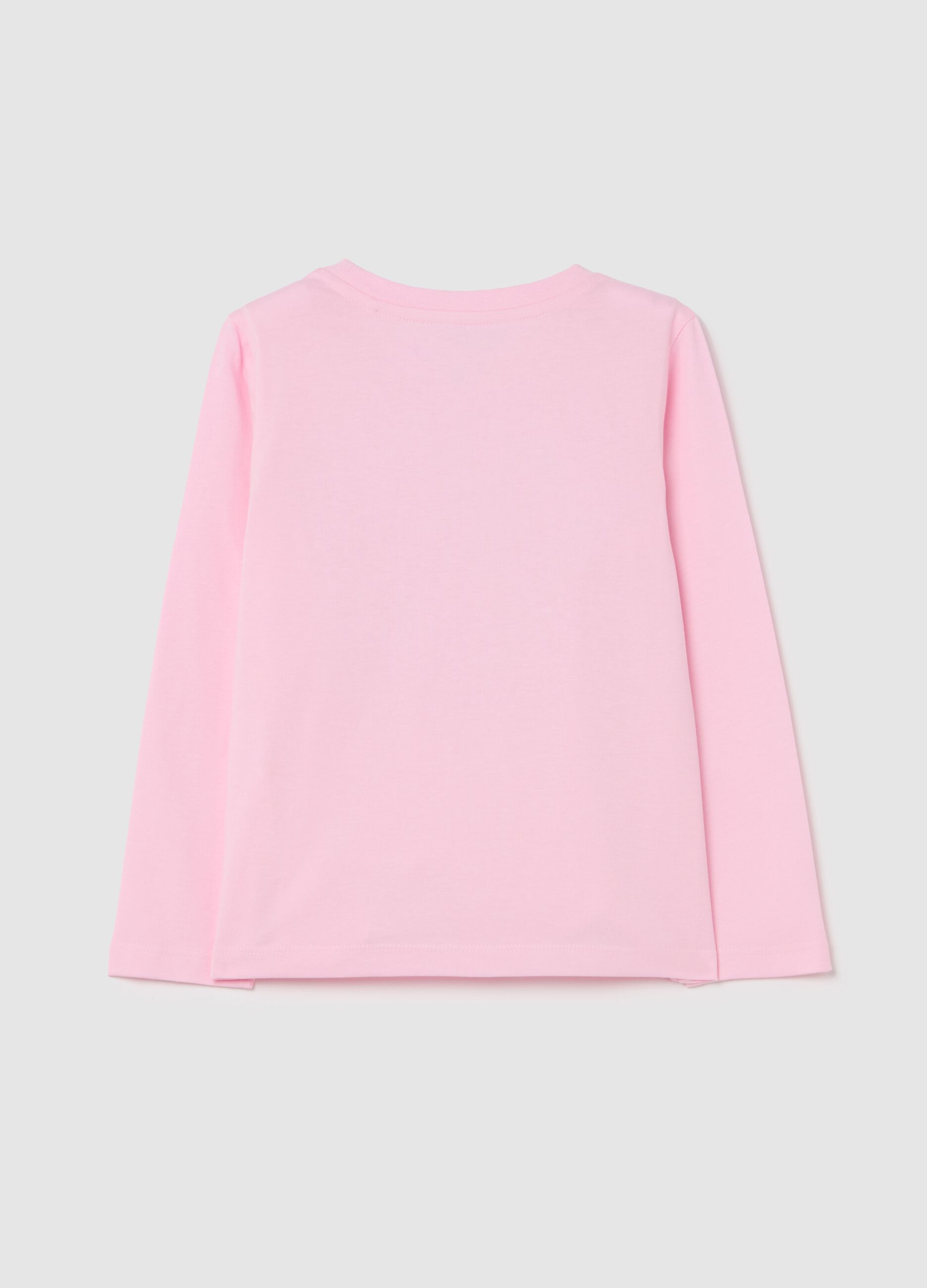 Cotton T-shirt with print and long sleeves