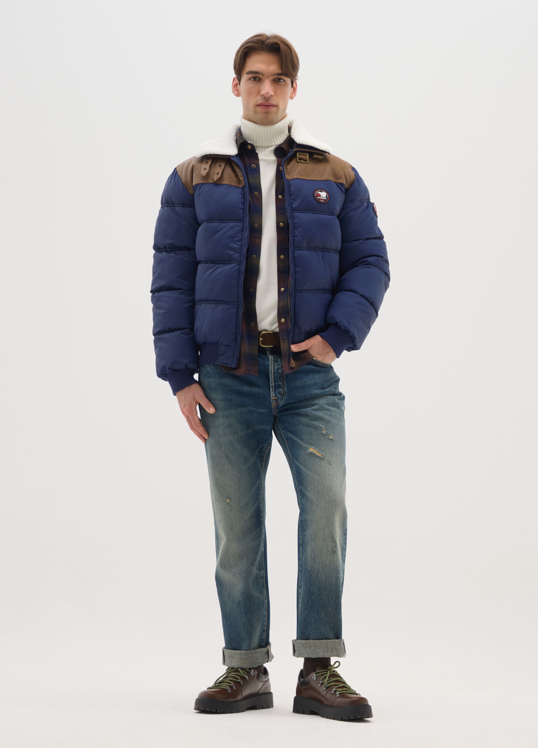 Multicoloured padded jacket with zip