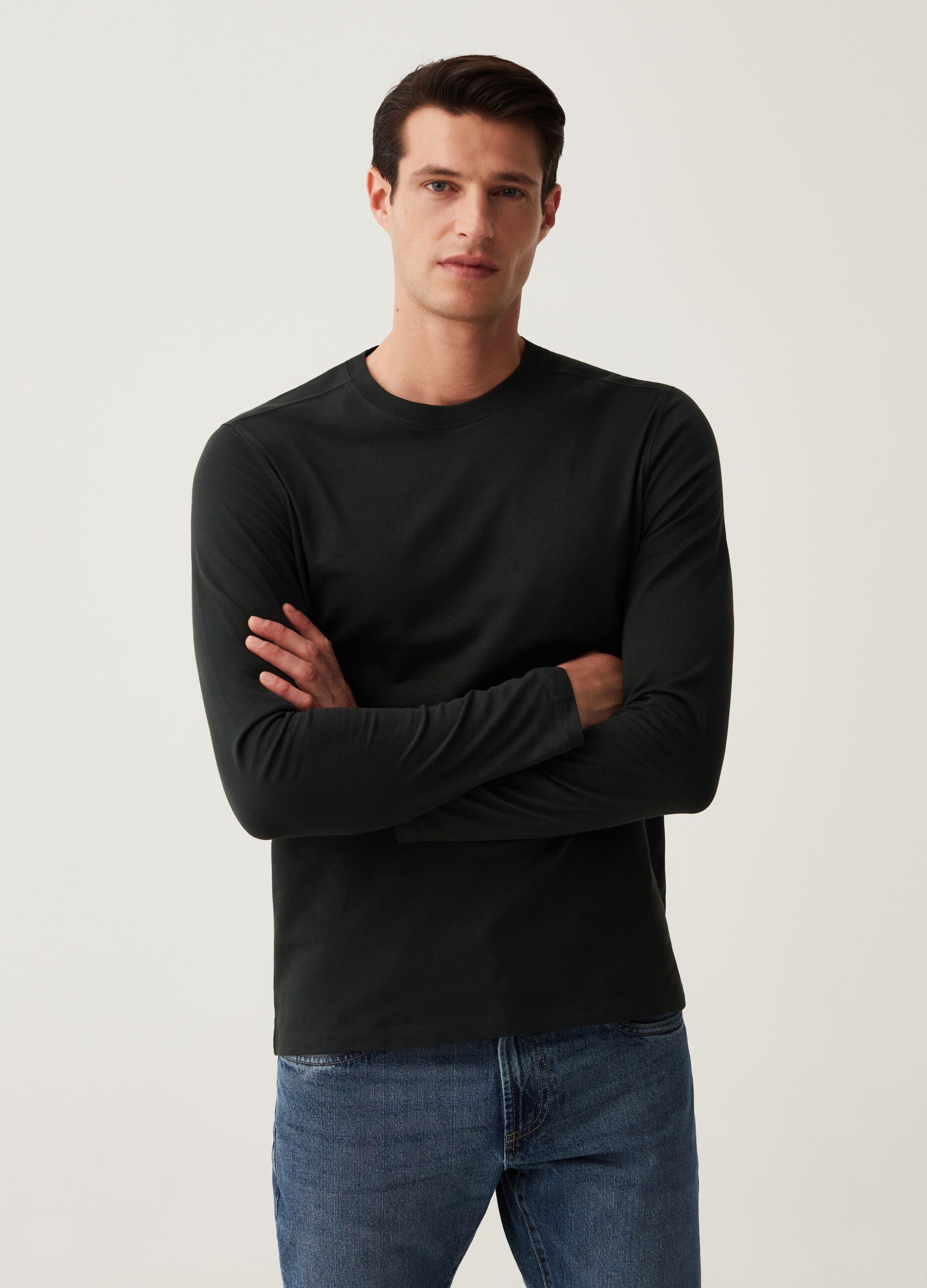 T-shirt a maniche lunghe in cotone_0