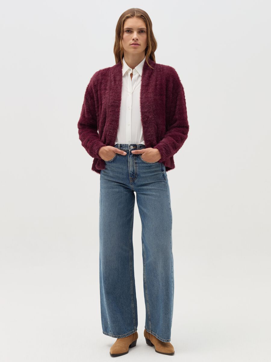 Open cardigan in furry yarn_1