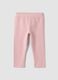 Leggings rosa in cotone organico elasticizzato con strass per bimba_0