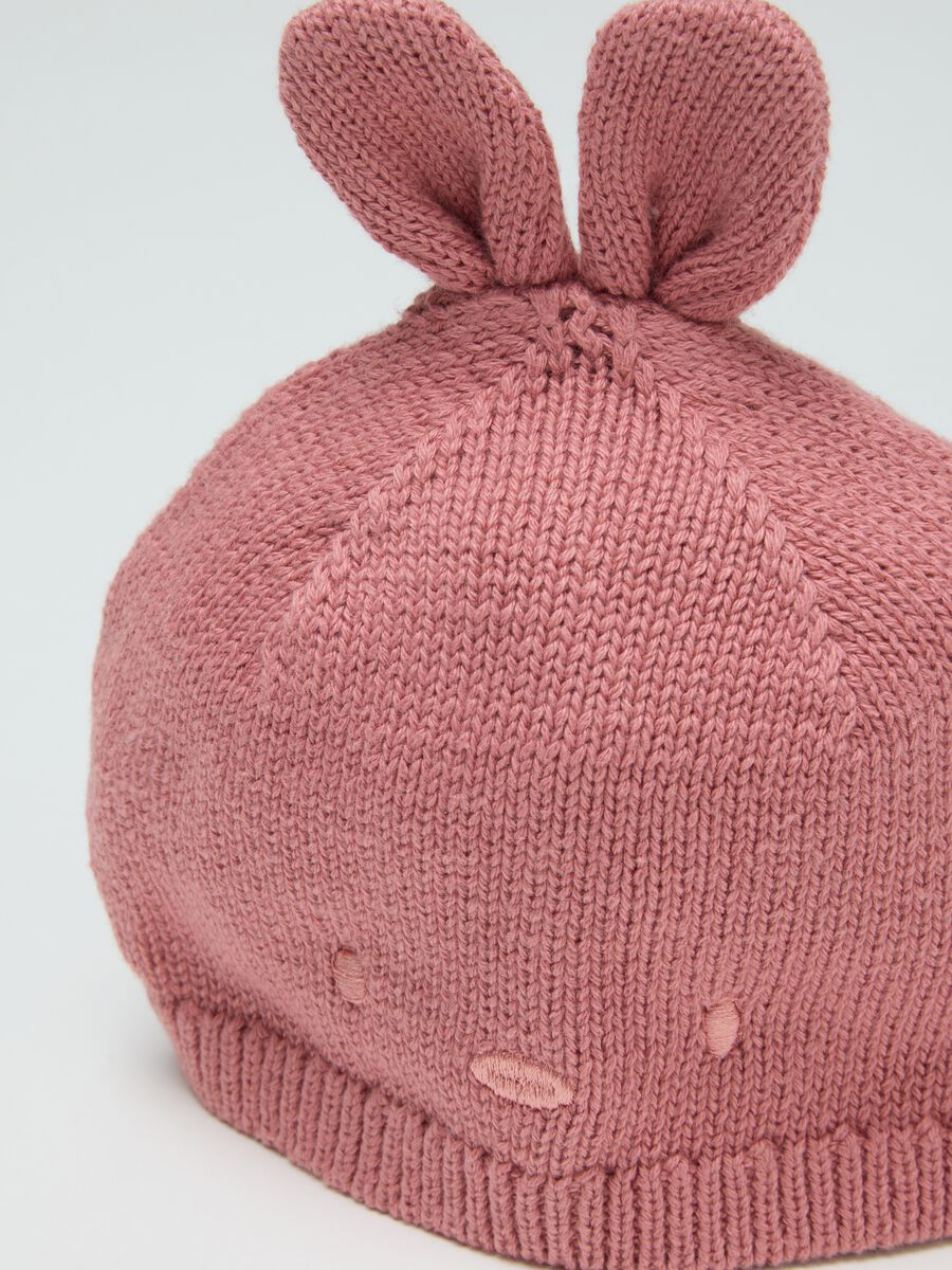 Girls' pink pure cotton hat with embroidery_2
