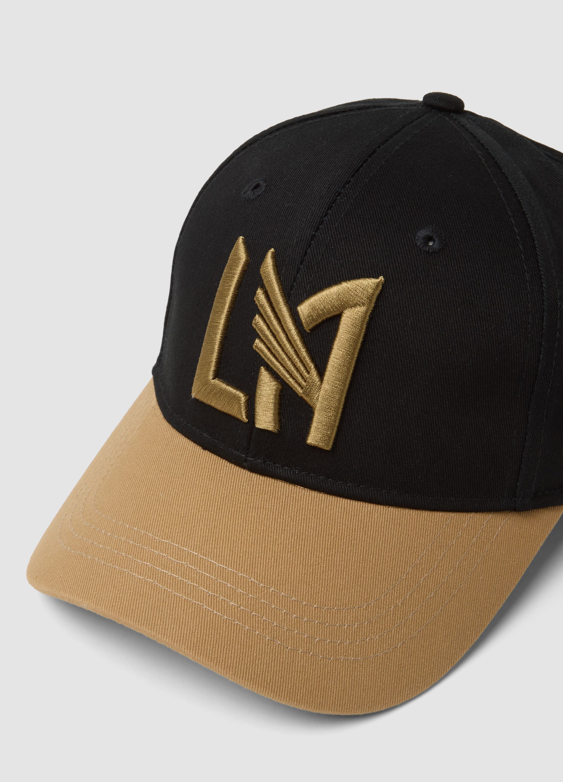 Black and beige pure cotton baseball cap with Los Angeles FC embroidery