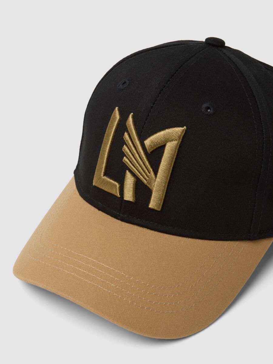 Black and beige pure cotton baseball cap with Los Angeles FC embroidery_2