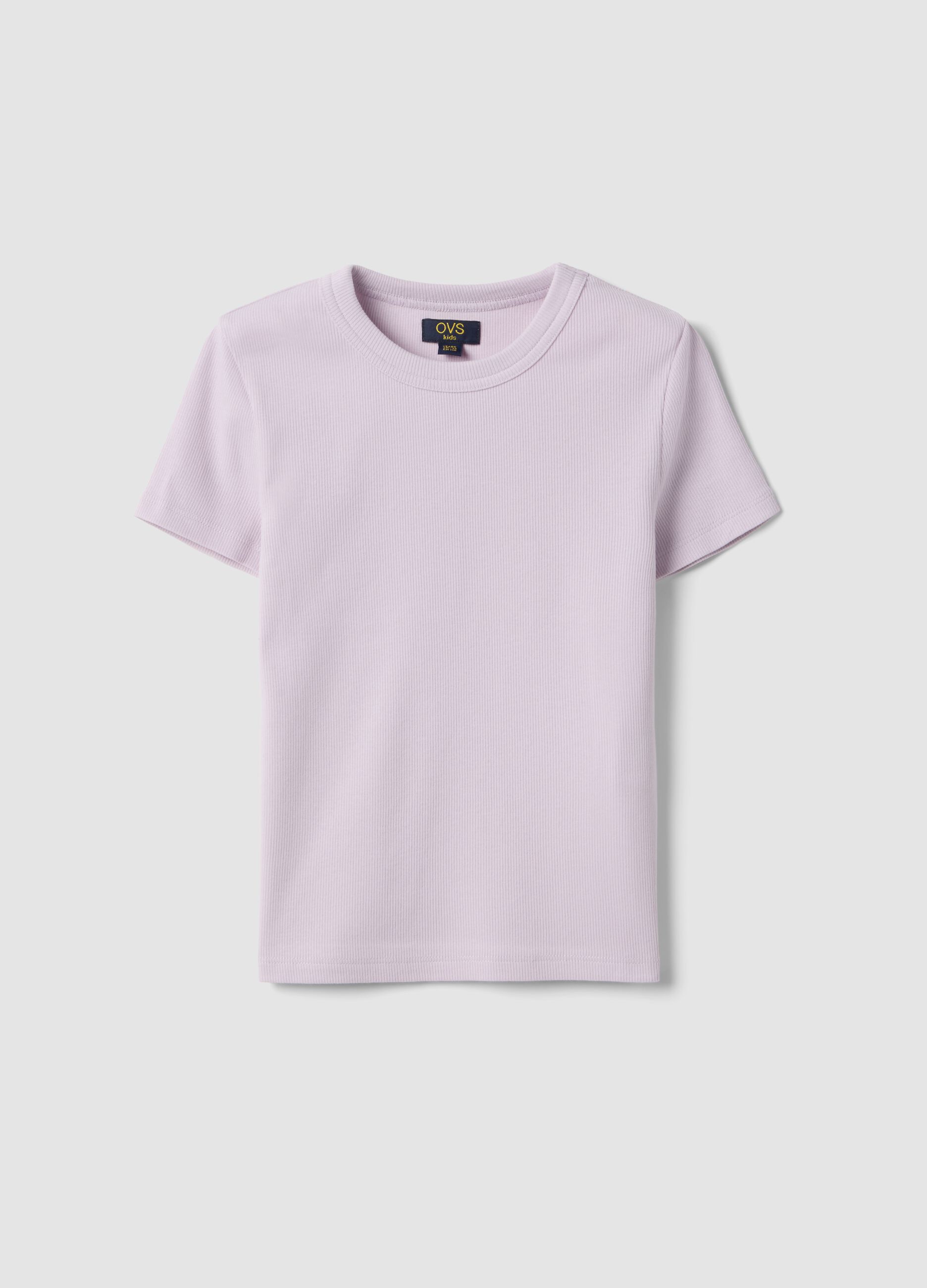 T-shirt fitted in cotone elasticizzato viola per ragazza