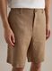 Regular Fit Brown Pure Linen Bermuda Shorts_3