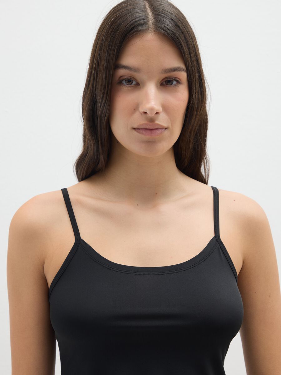Black and pink stretch fabric vest top twin-pack_0