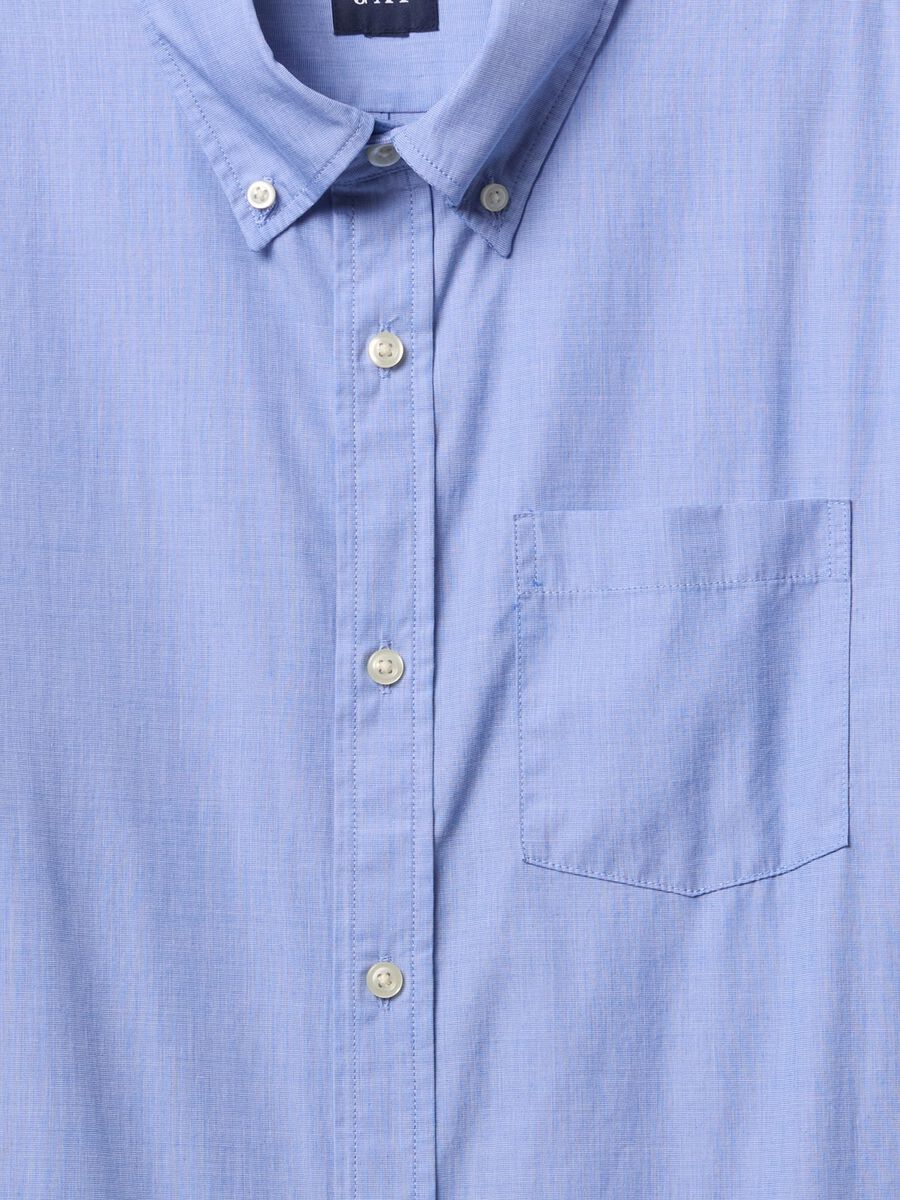 Blue cotton shirt with chest pocket_4