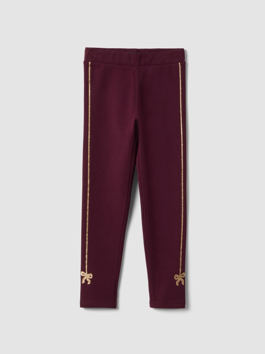 Leggings viola in cotone organico elasticizzato skinny fit_0