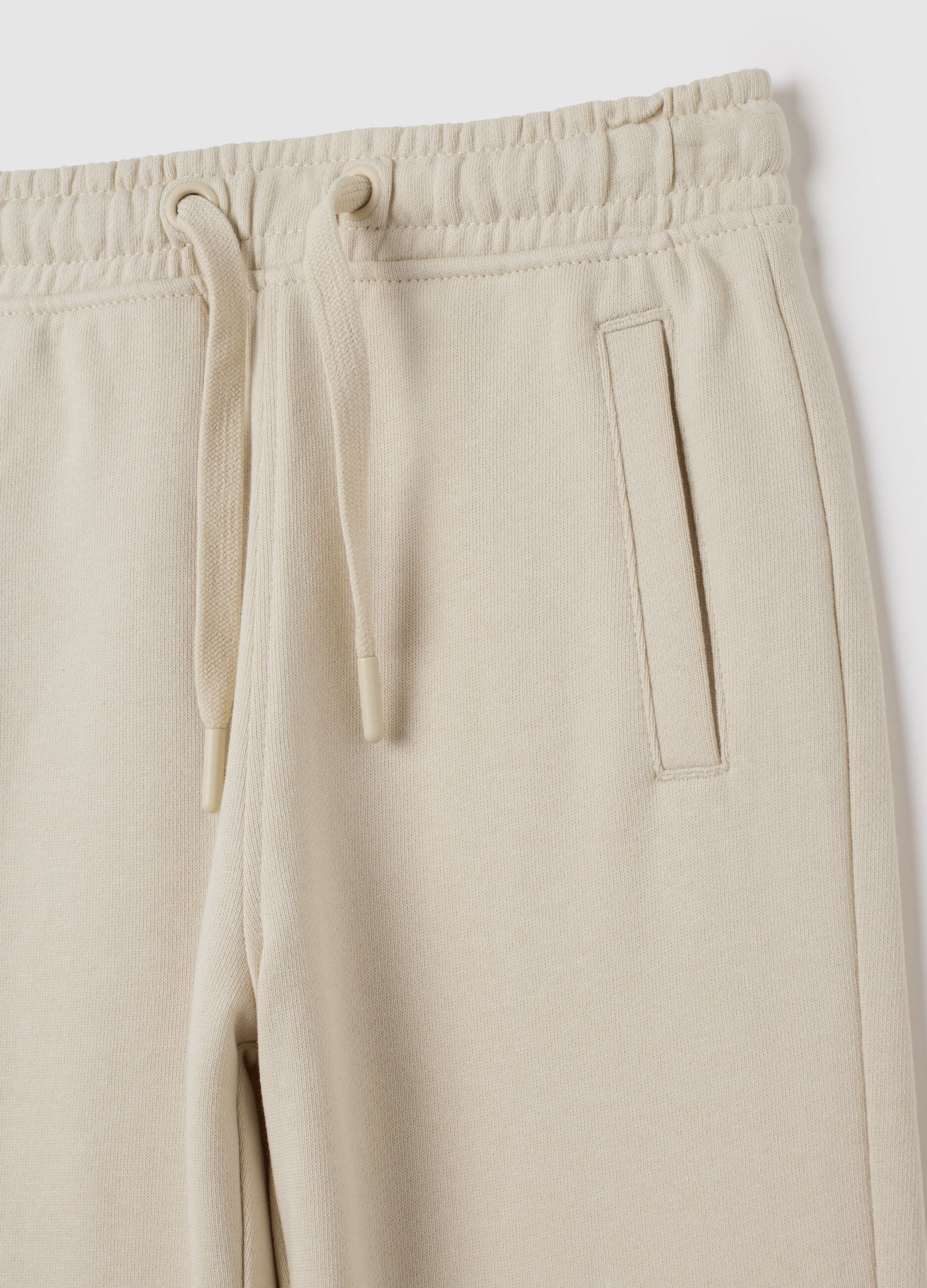 Pantaloni da bambino in puro cotone beige regular fit