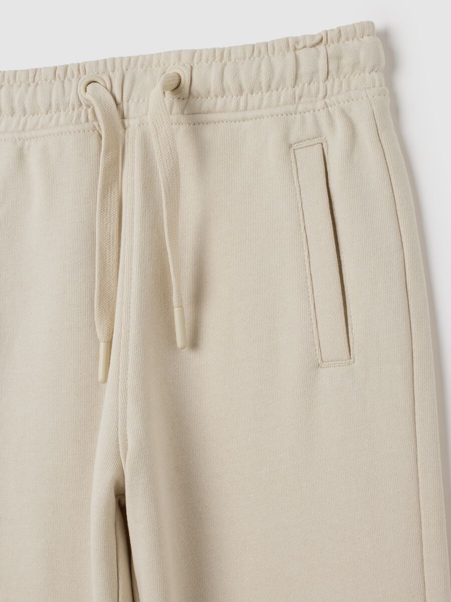 Pantaloni da bambino in puro cotone beige regular fit_2