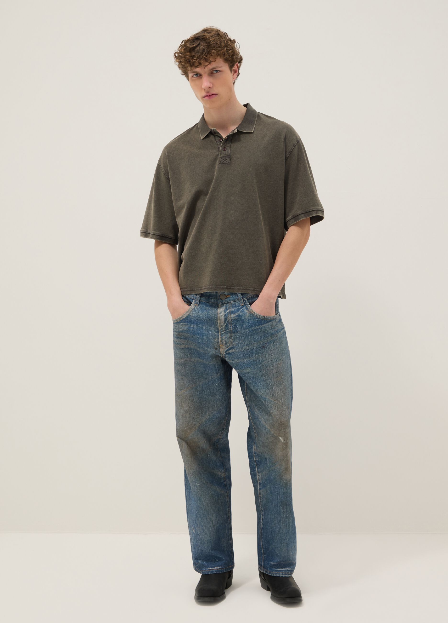 Men's Short Sleeve Green Polo Shirt Regular Fit in Pure Cotton