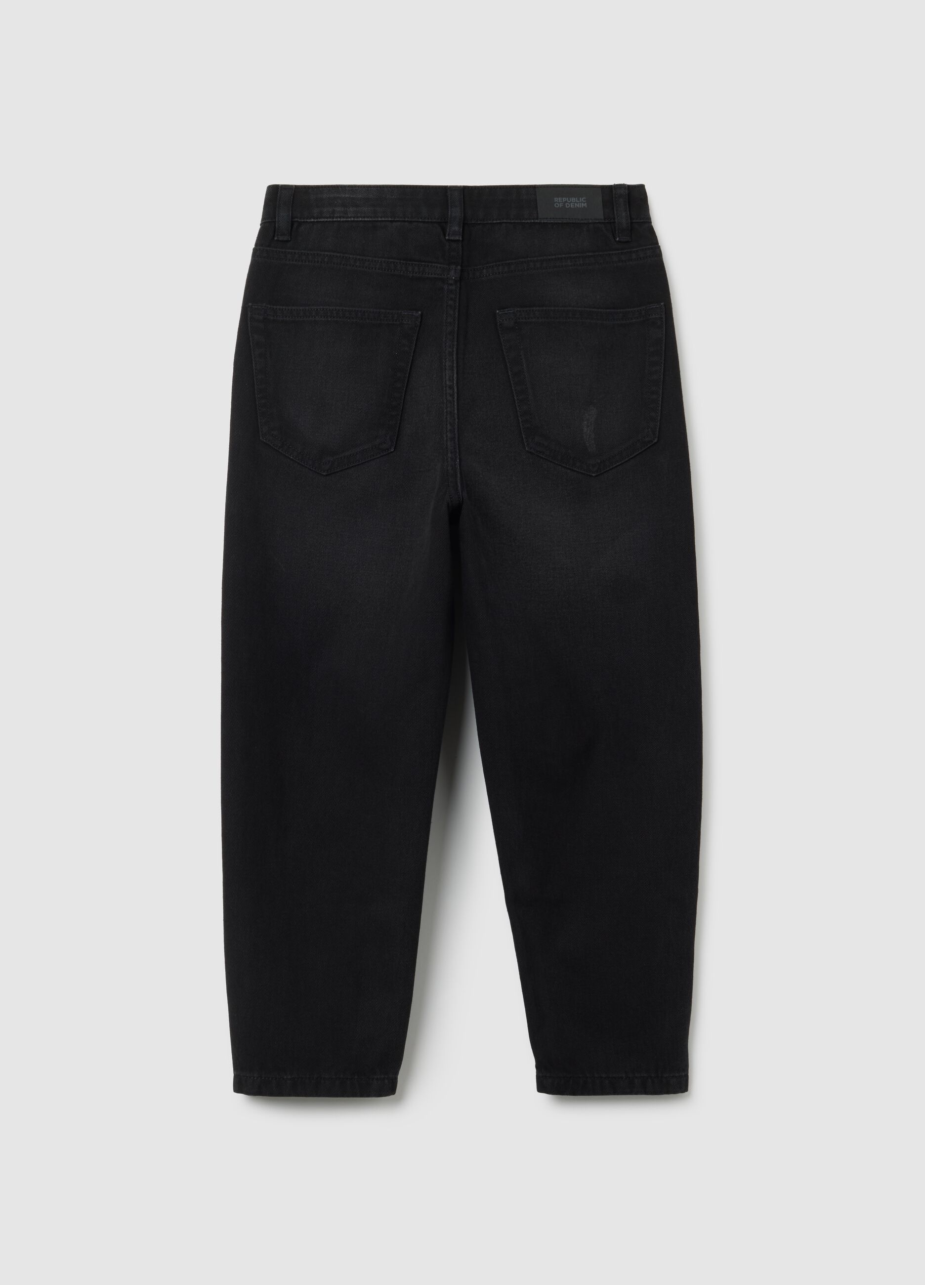 Jeans da ragazzo in puro cotone nero baggy
