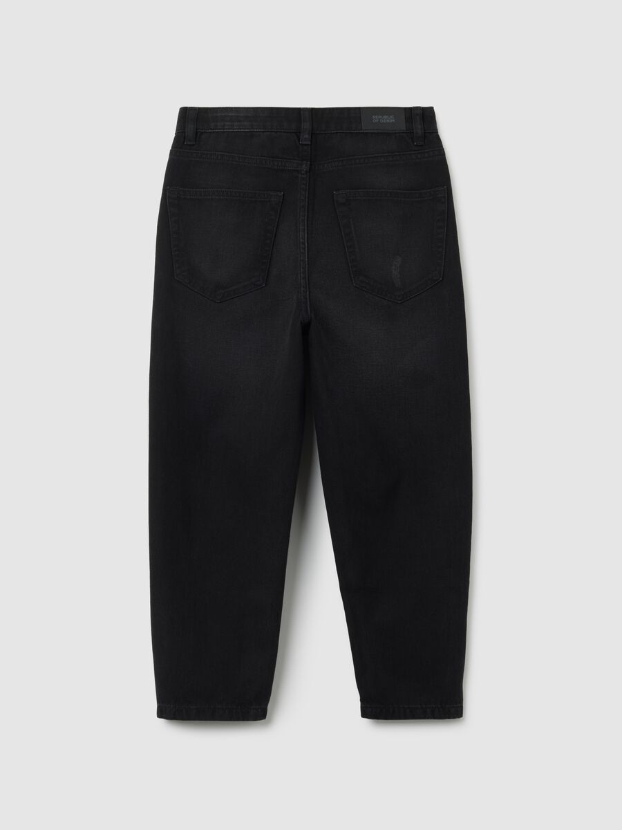 Jeans da ragazzo in puro cotone nero baggy_1