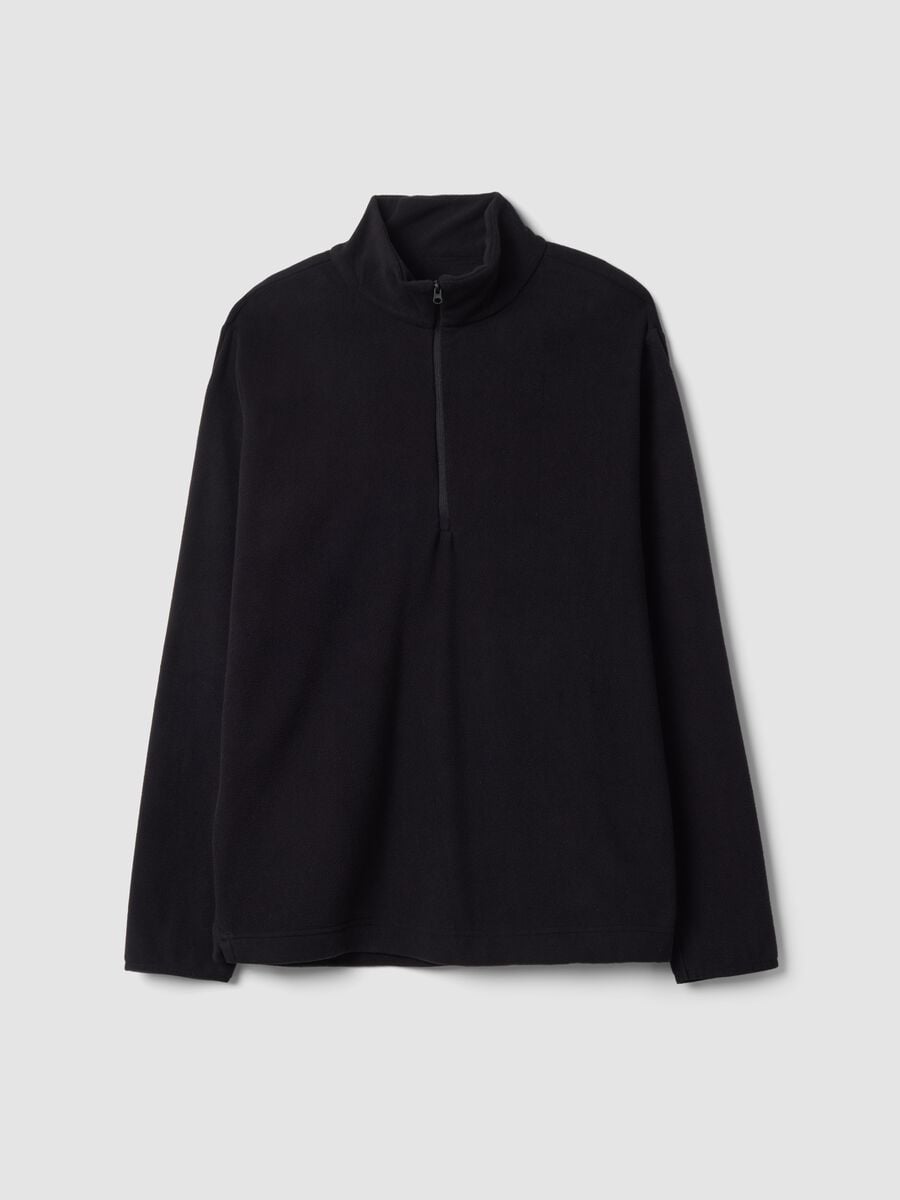 Felpa nera half zip regular fit in pile_0
