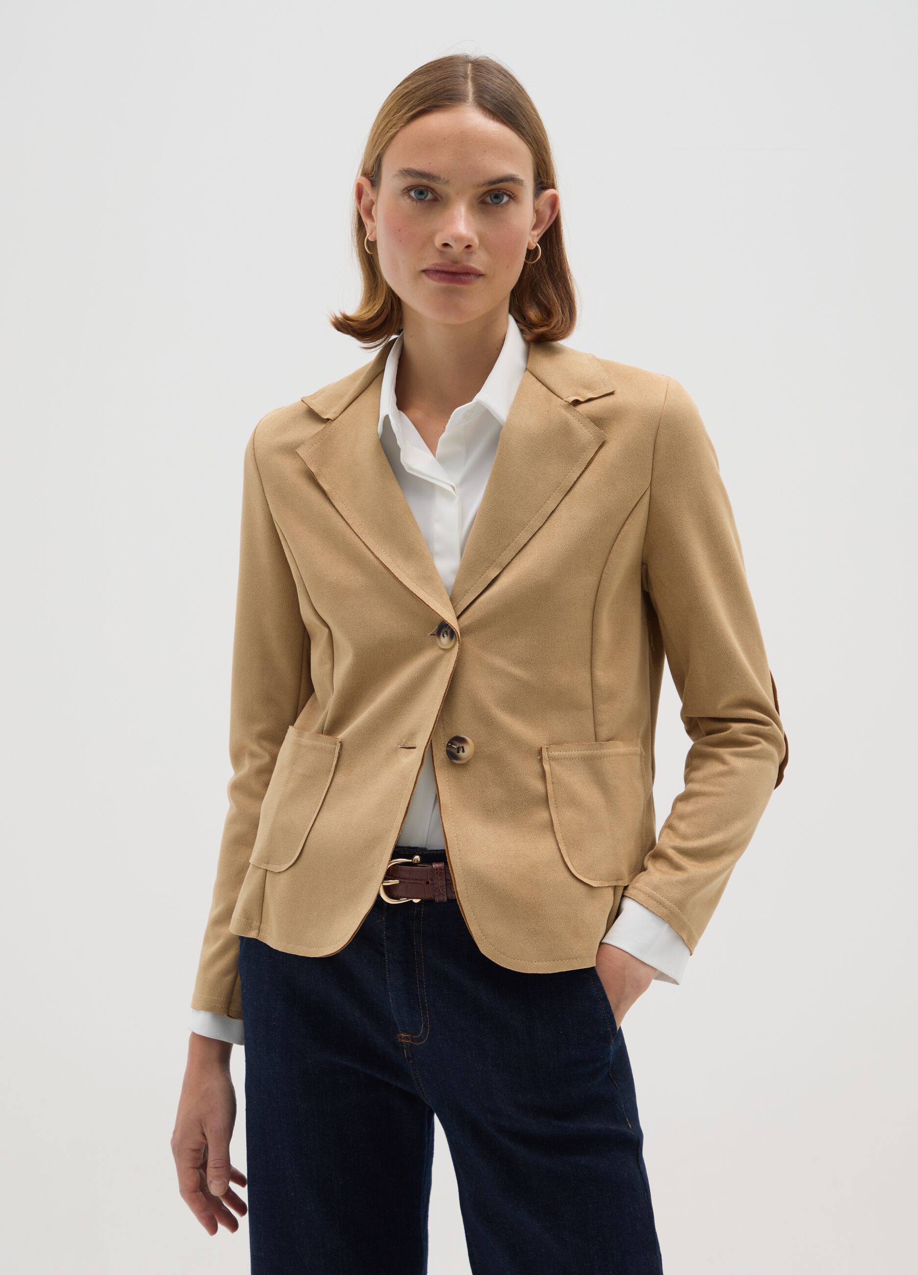 Beige Regular Fit Jacket