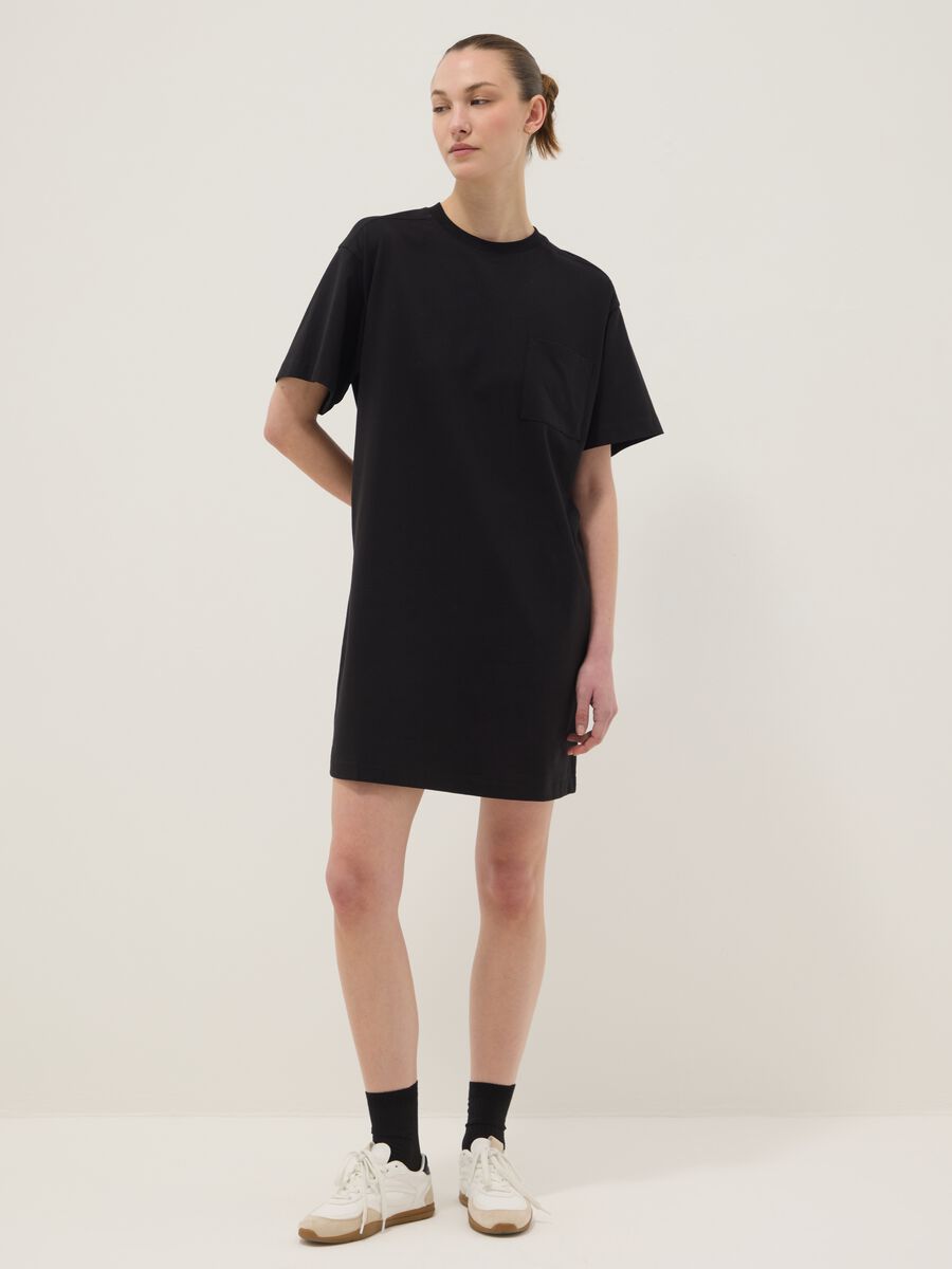 Black pure cotton relaxed-fit dress_0