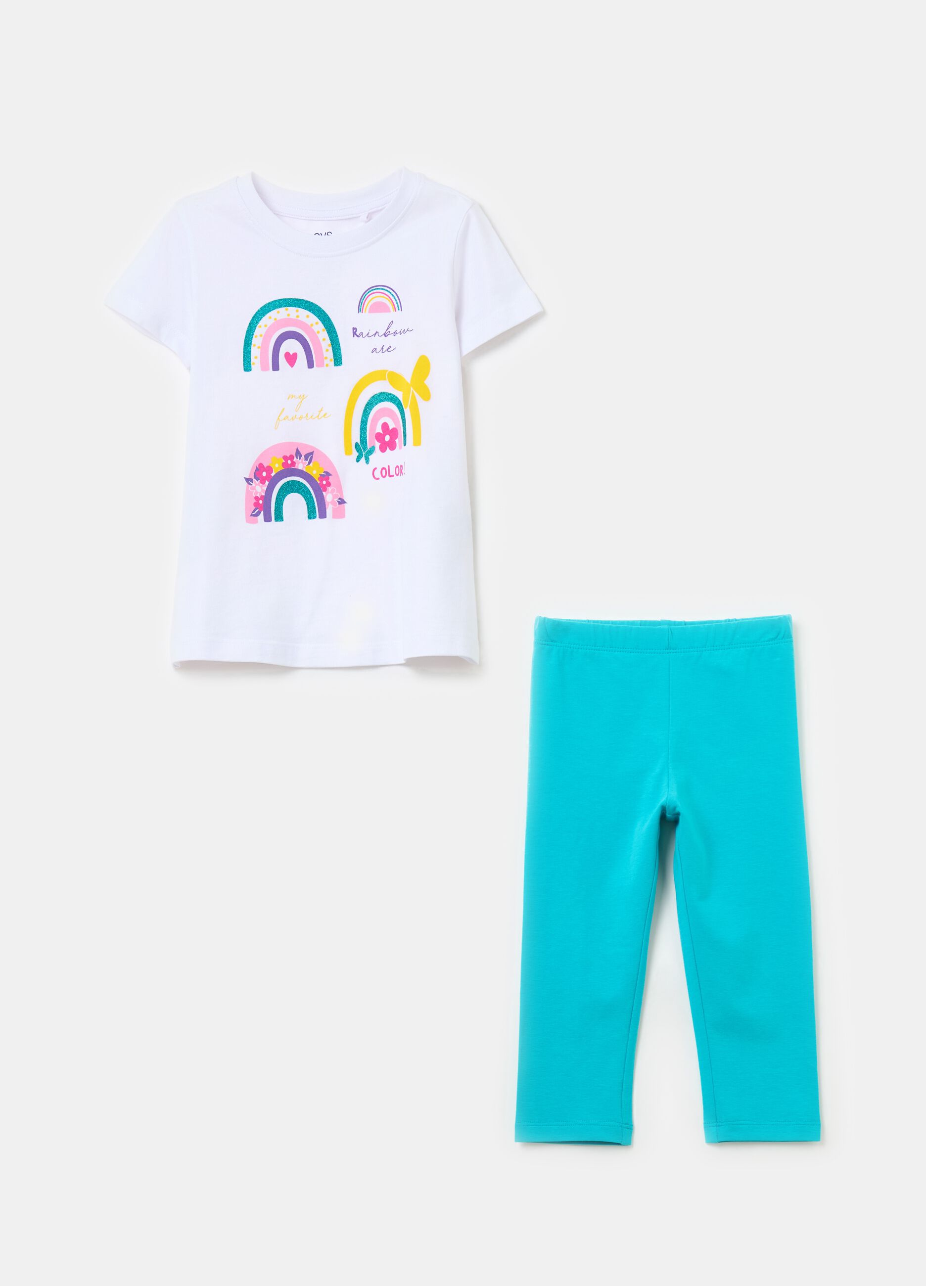 Jogging set with glitter and print