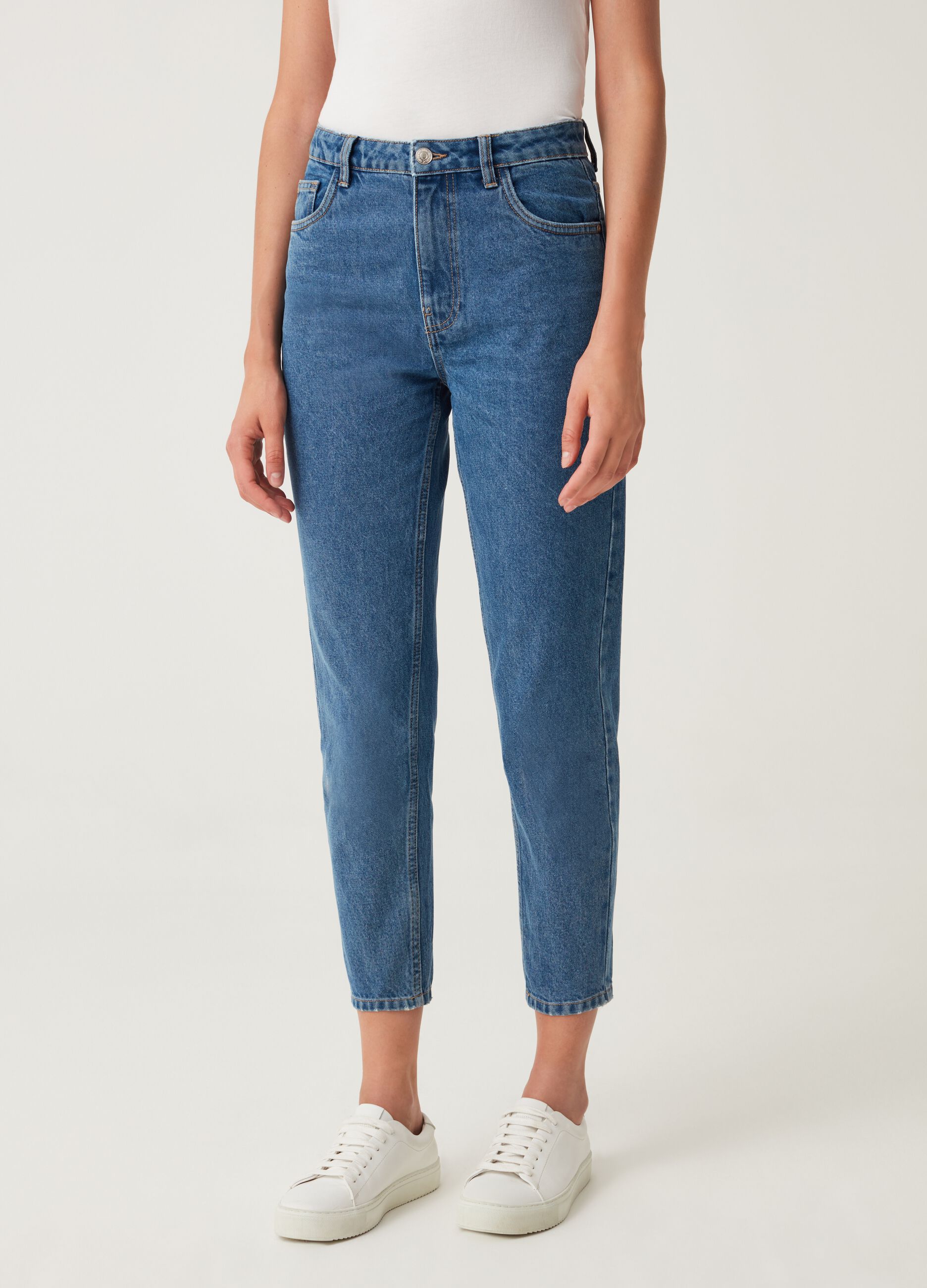 Jeans mom fit in cotone_1